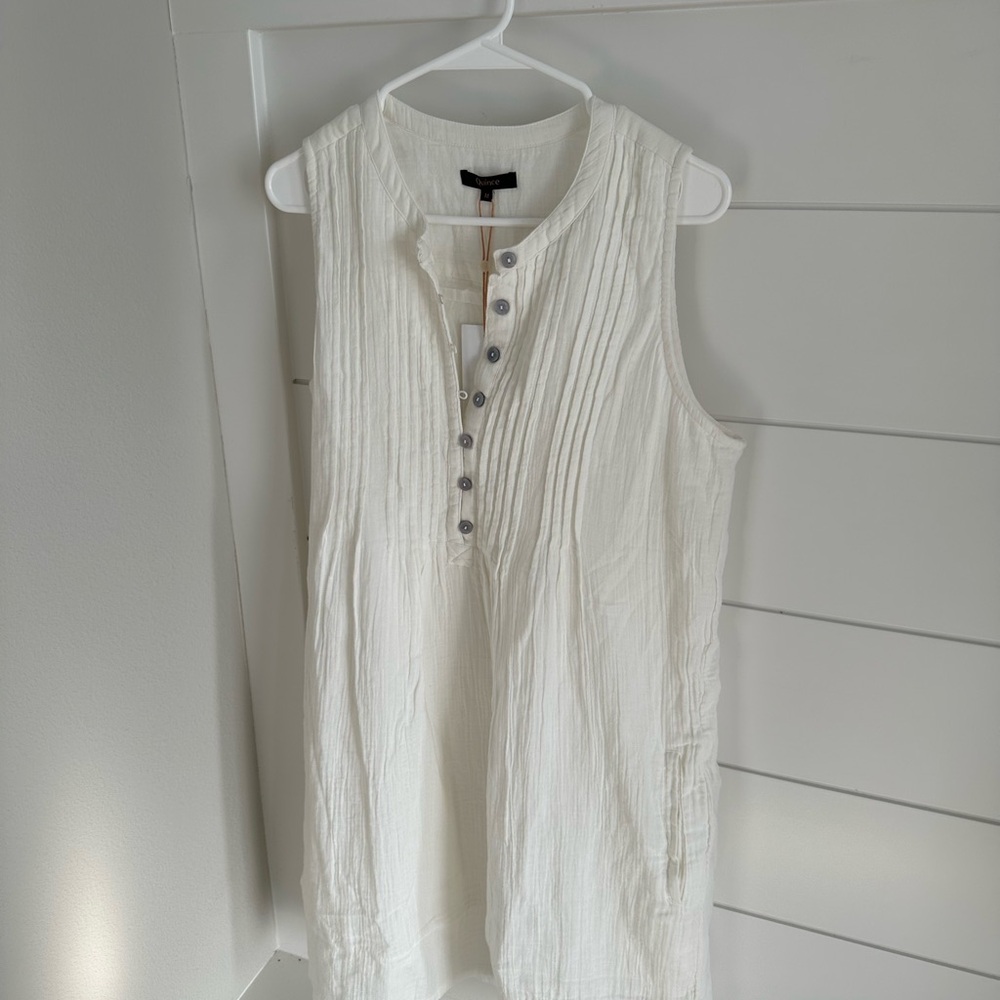 Quince White Sleeveless Midi Dress